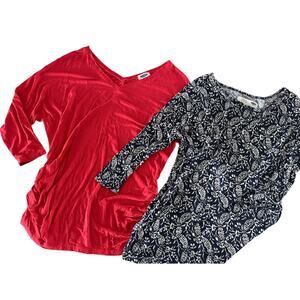 Old Navy Maternity Lot/2 Small tops blouse shirt red ikat comfort stretch S work